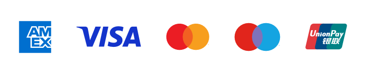 American Express, Visa, Mastercard, UnionPay