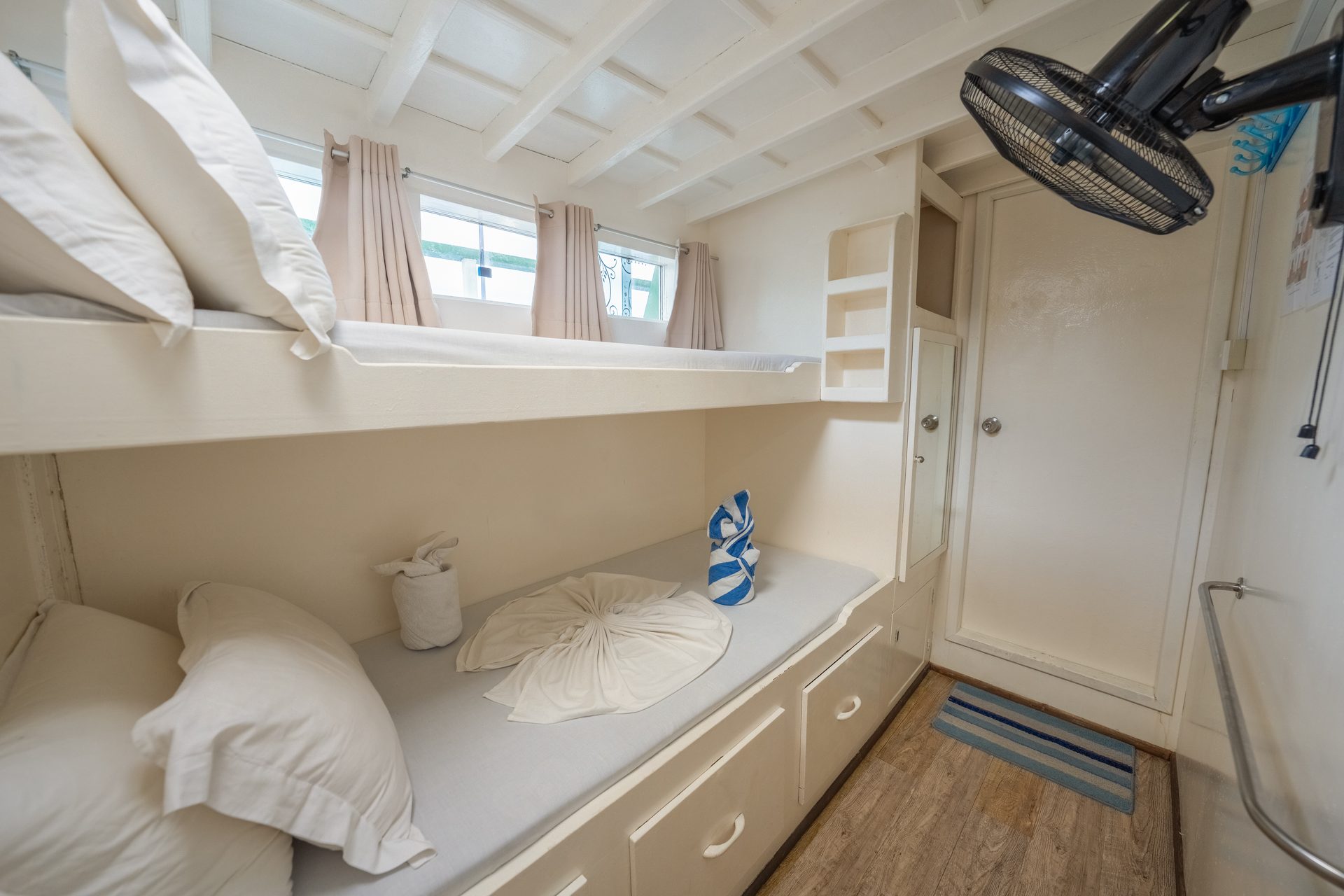 A private cabin with an en-suite